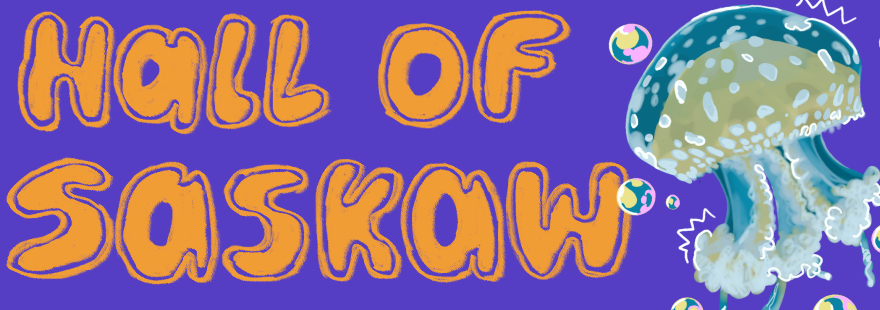 button: "Hall of Saskaw" with a jellyfish beside it